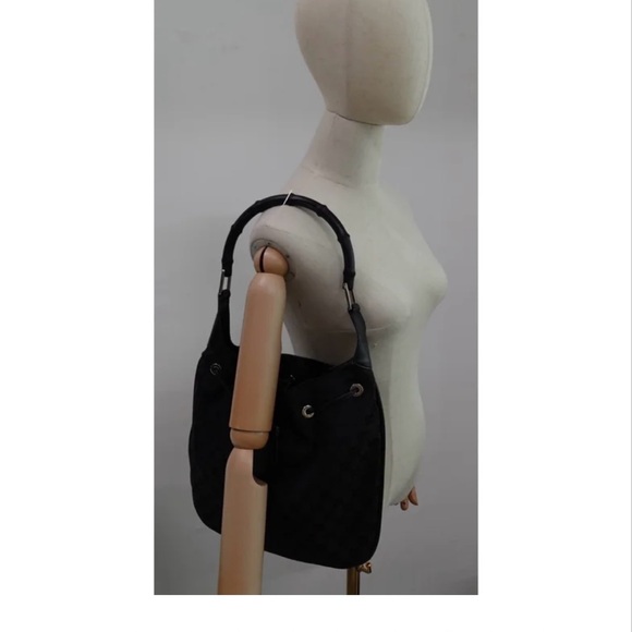 Gucci Black Bamboo Monogram Shoulder Bag - Picture 13 of 13